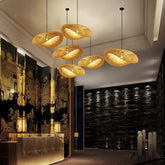 Handmade Rattan Bamboo Chandelier LED Ceiling Lamp E27 Fixture Weaving Home Living Room Decor Hanging Lamps LED Ceiling Light